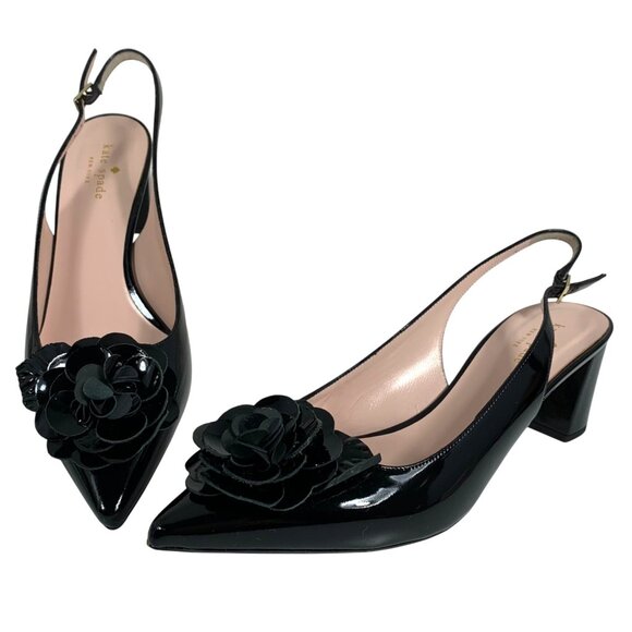 KATE SPADE New York Mercer Black Patent Leather Slingback Pump Size 10 - Picture 1 of 6